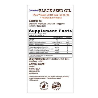 Cold Pressed Black Seed Oil with Vitamin D3, K2, & E - 1 Pk Good Find Store